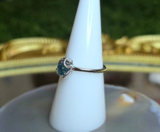 Blue Tourmaline Raw Stone Ring