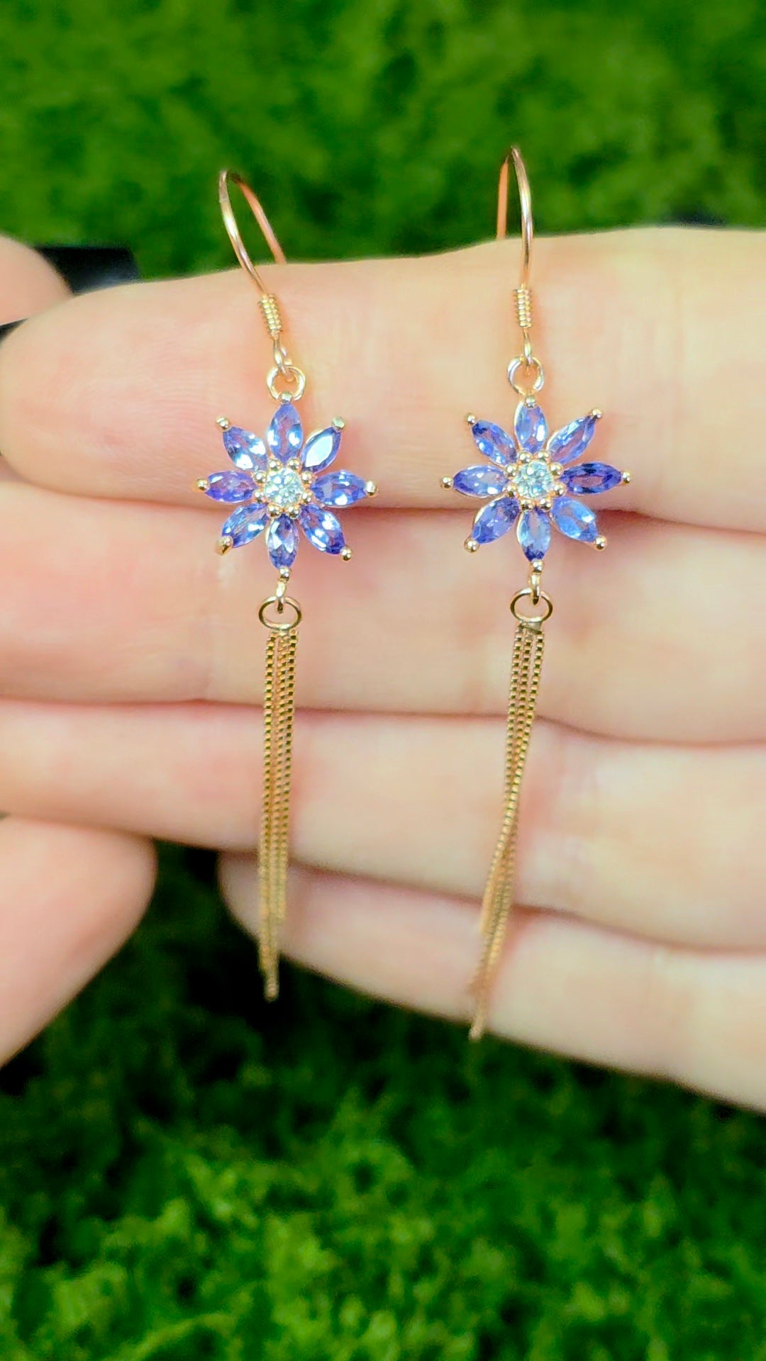 Tanzanite Flower Rose Gold Earrings