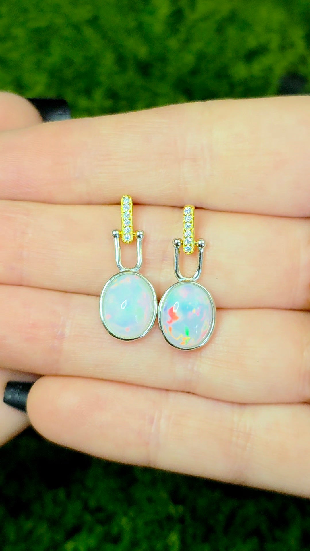 White Opal Earrings