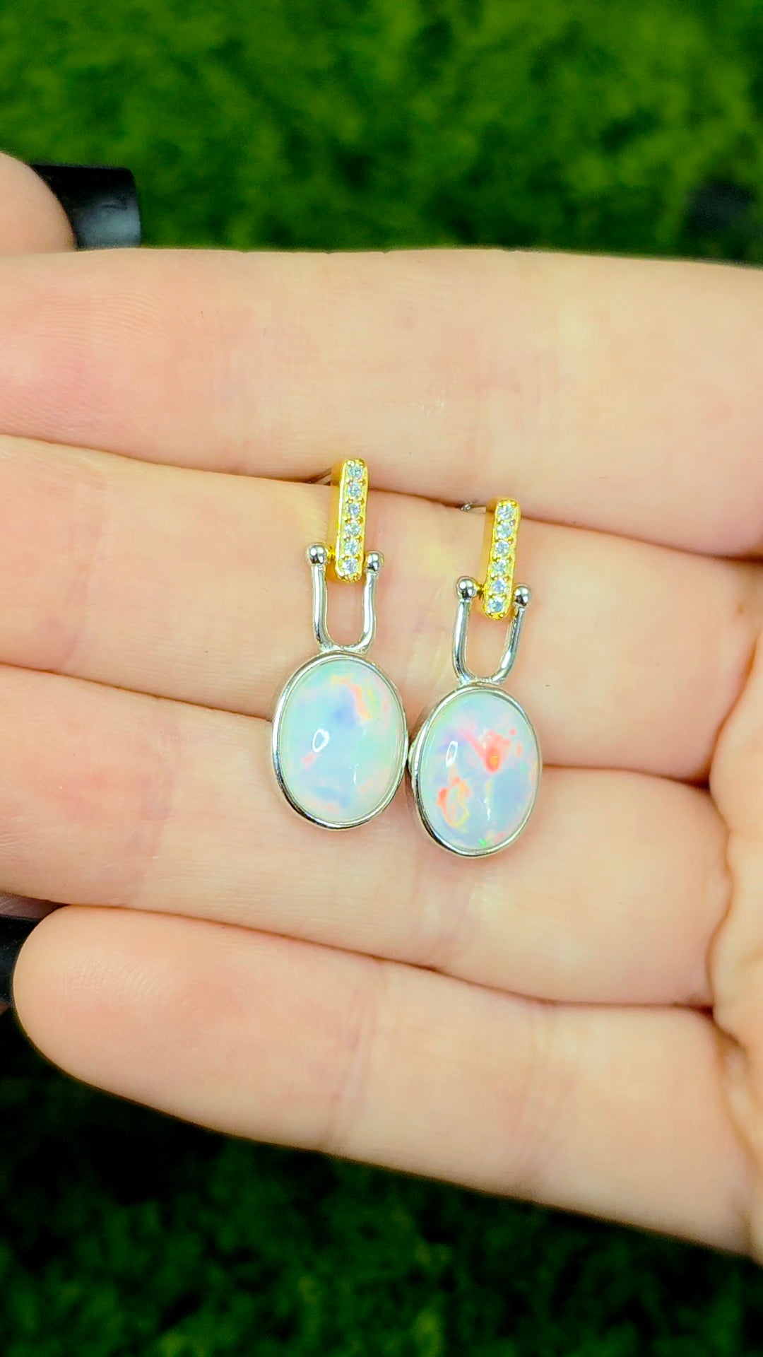 White Opal Earrings