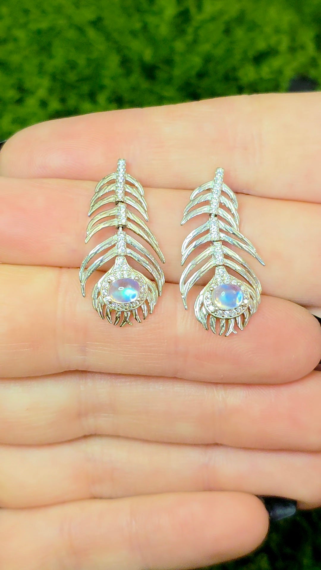 Labradorite Feather Earrings