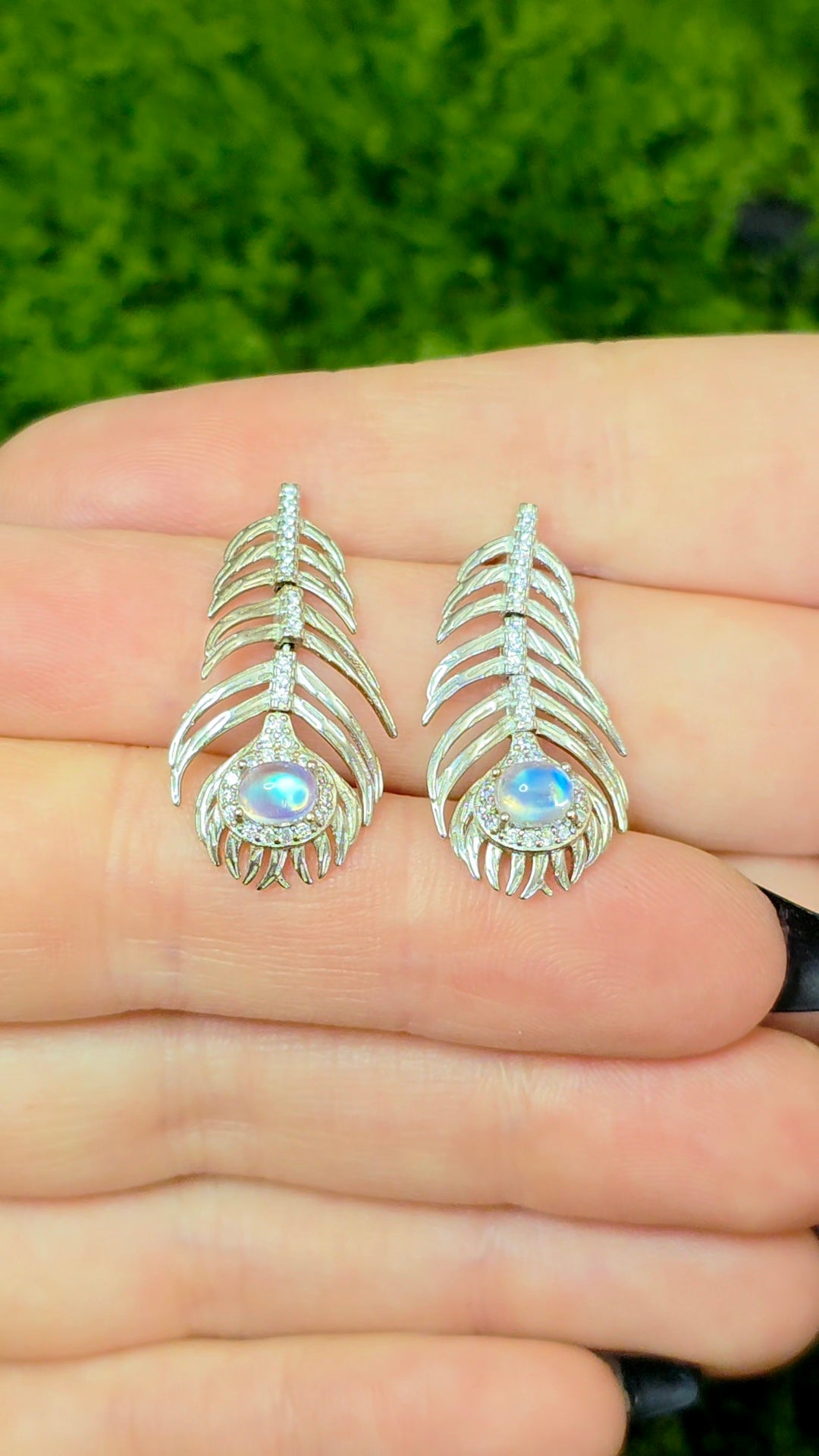 Labradorite Feather Earrings