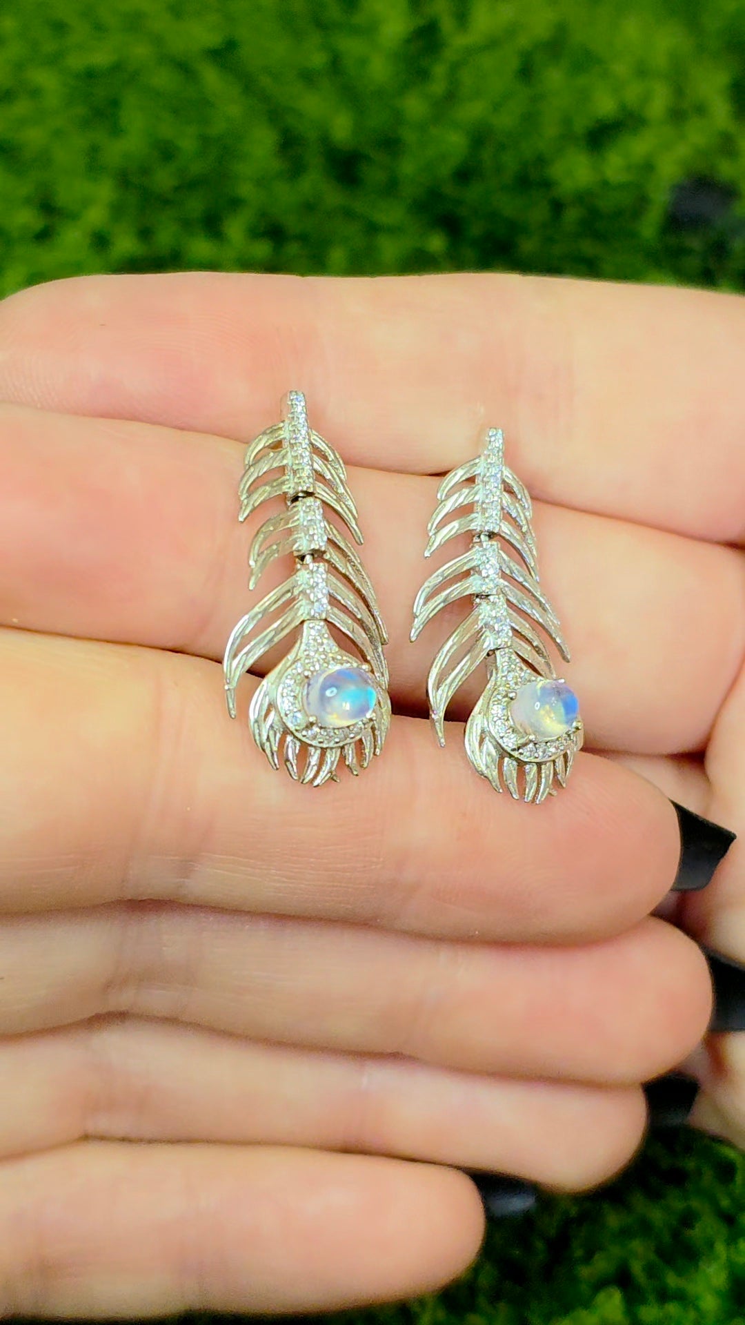 Labradorite Feather Earrings