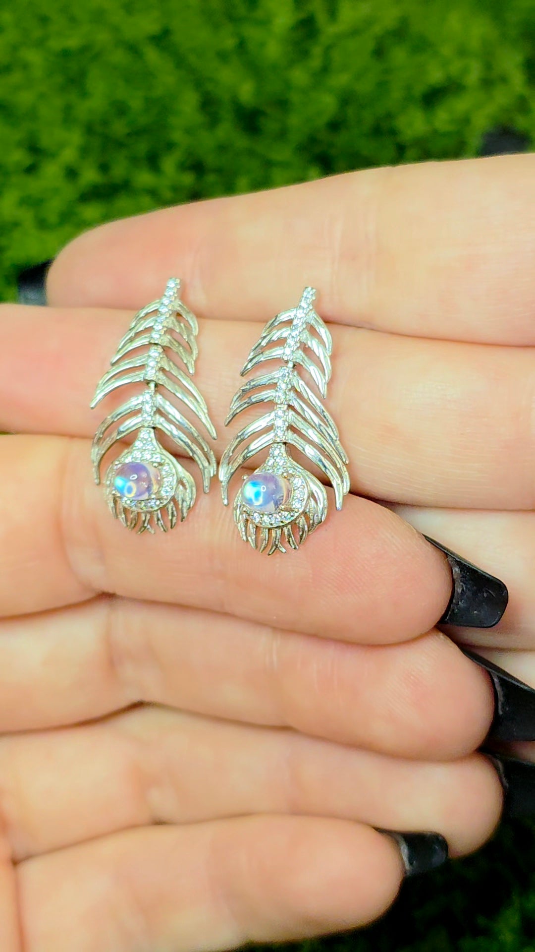 Labradorite Feather Earrings