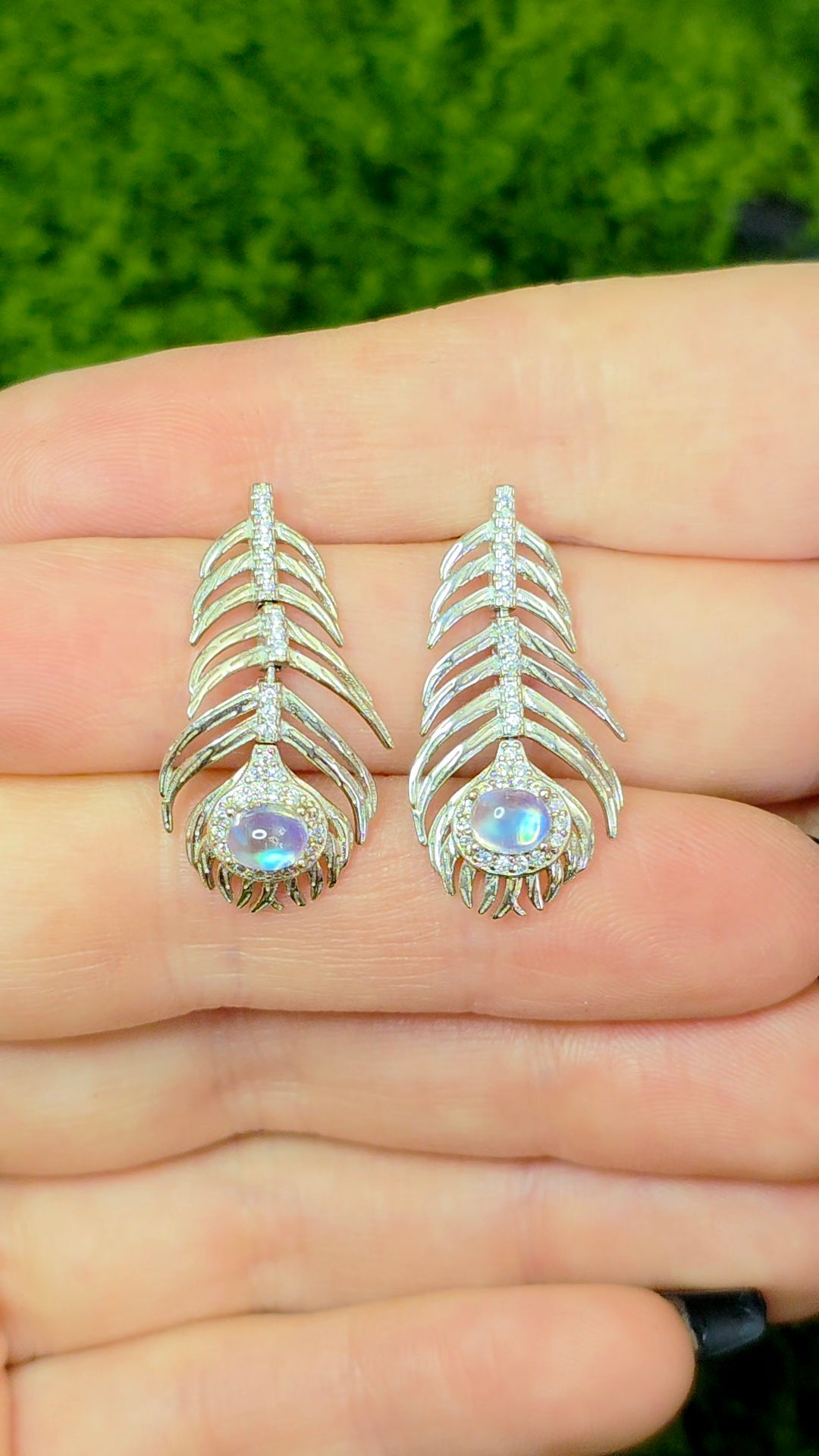 Labradorite Feather Earrings