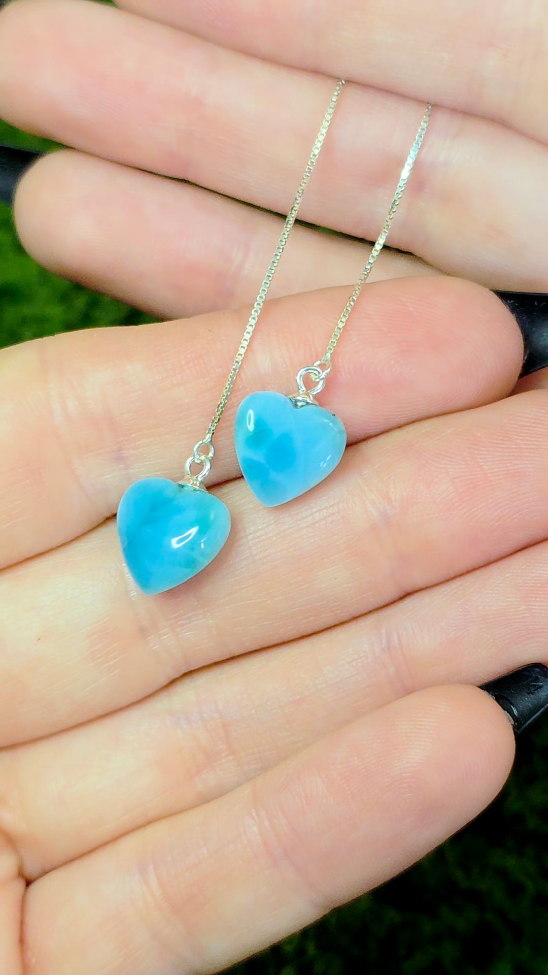 Larimar Heart Earrings B