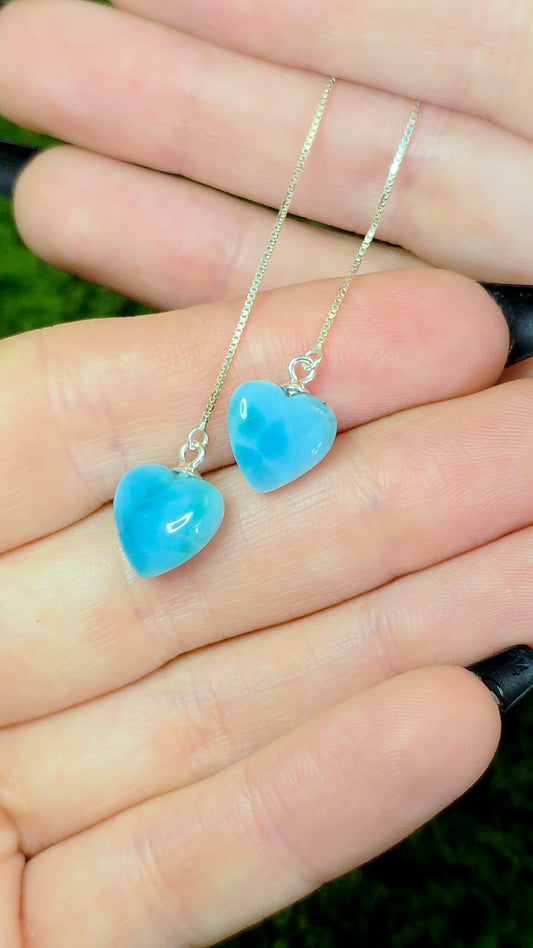 Larimar Heart Earrings B