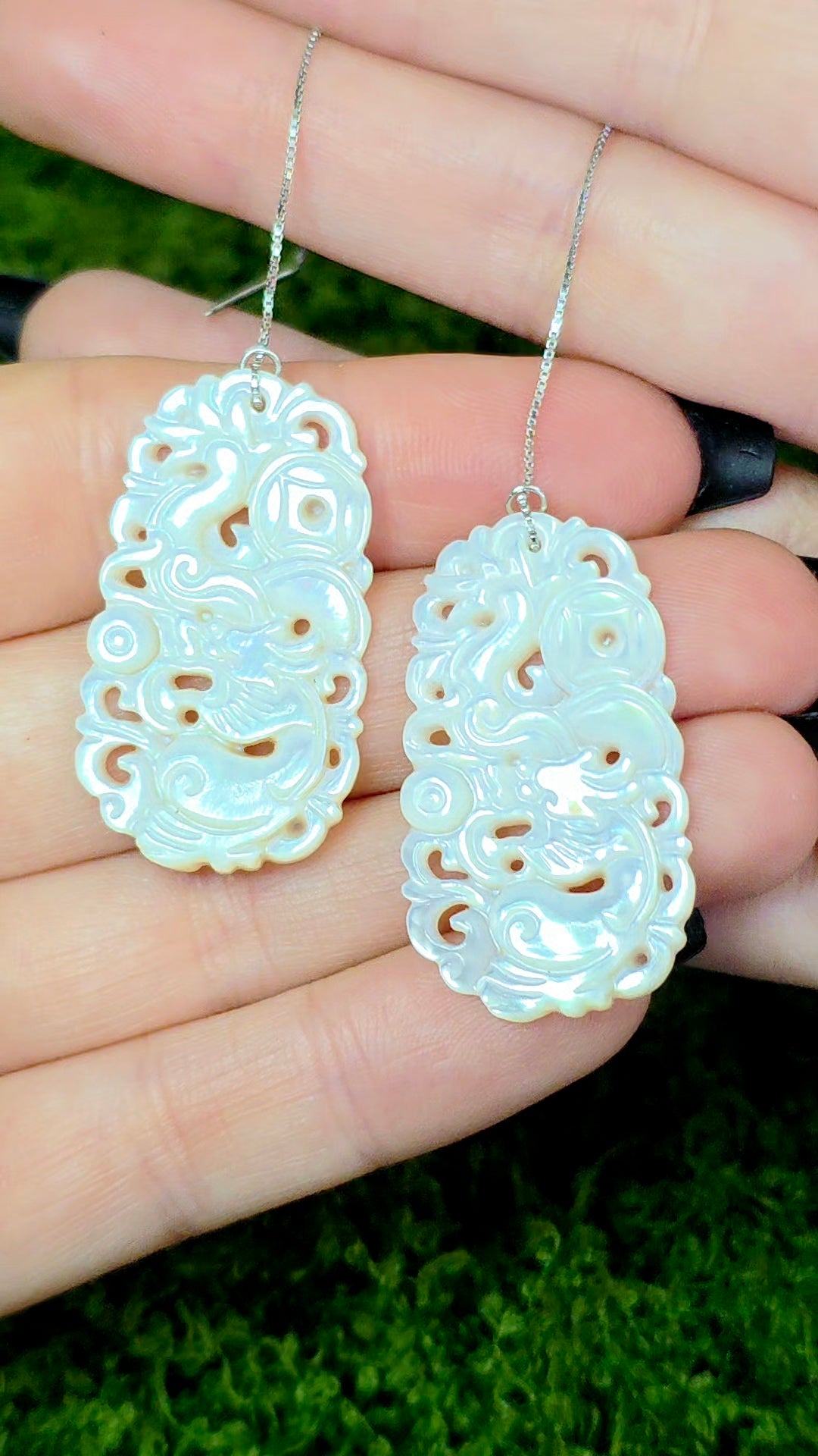White Shell Dragon Earrings