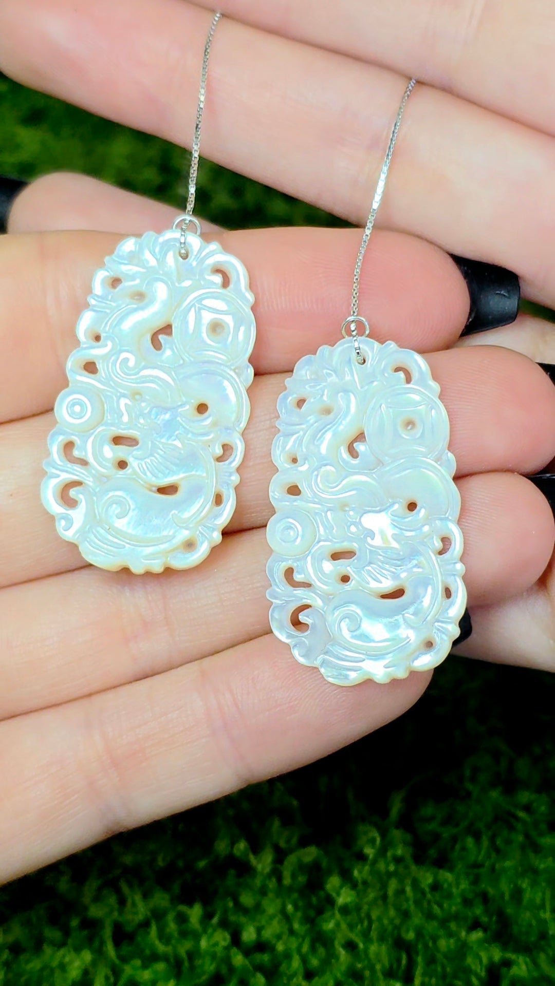 White Shell Dragon Earrings