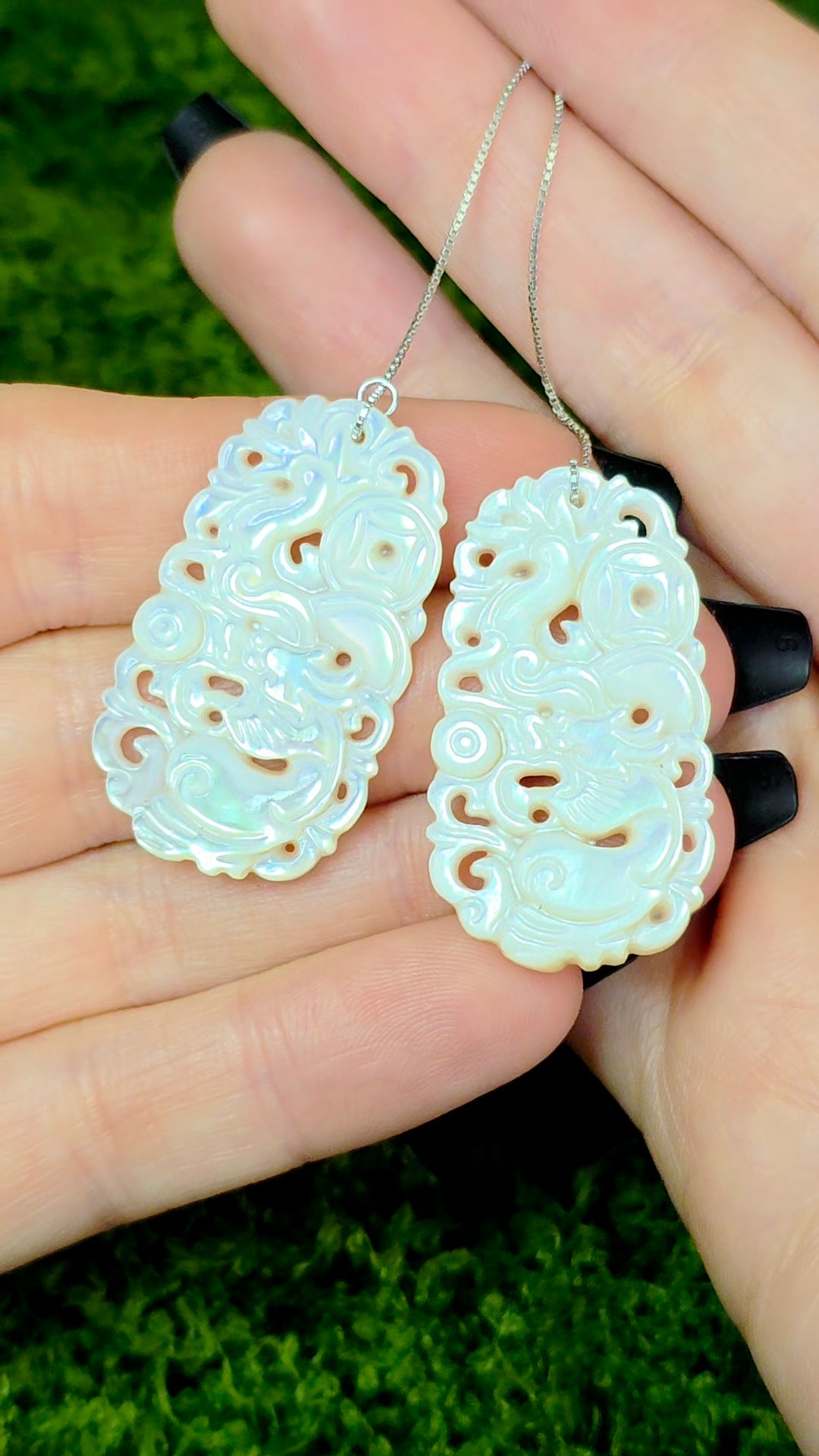 White Shell Dragon Earrings