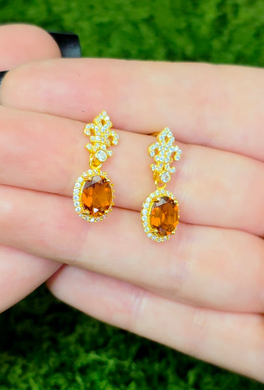 Fanta Garnet Fleur De Lis Earrings