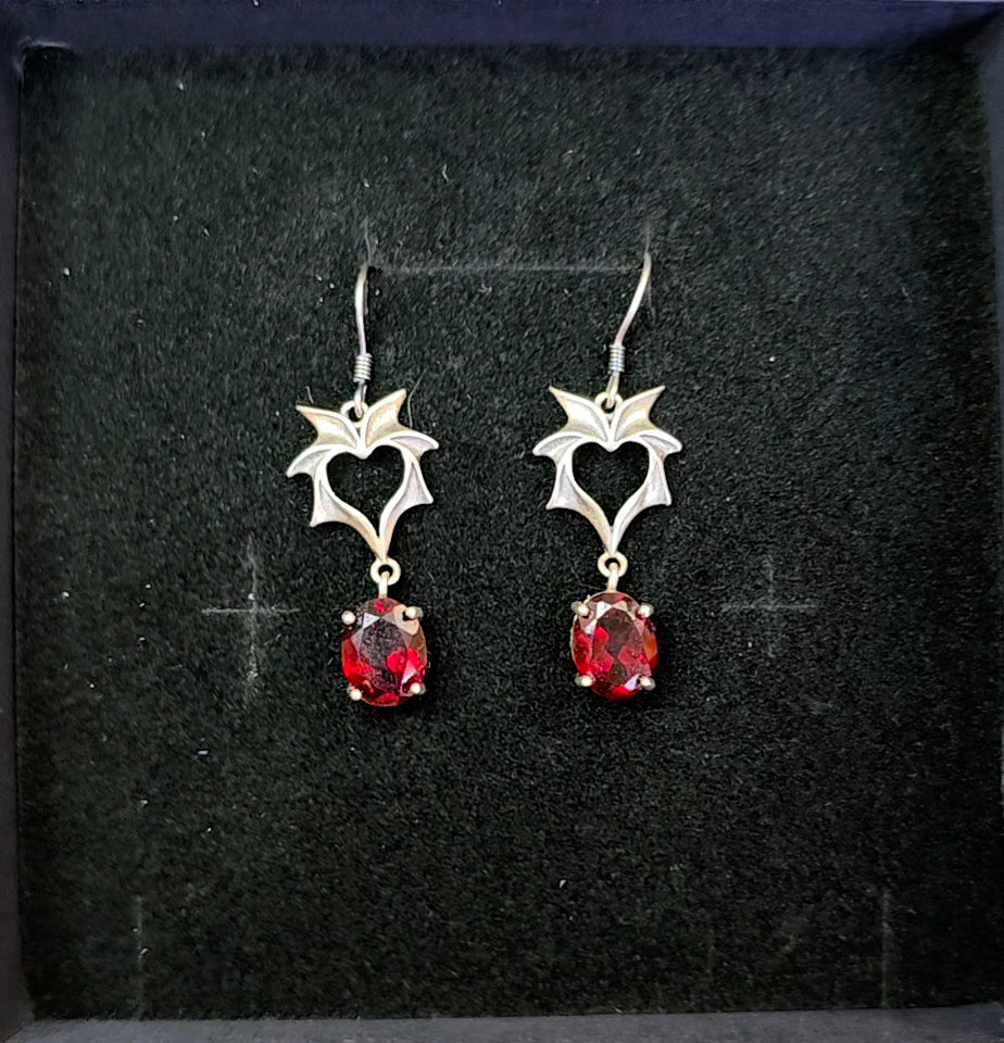 Garnet Bat Wing Earrings