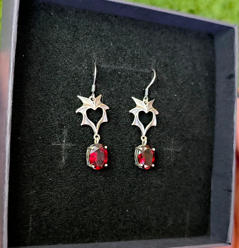 Garnet Bat Wing Earrings