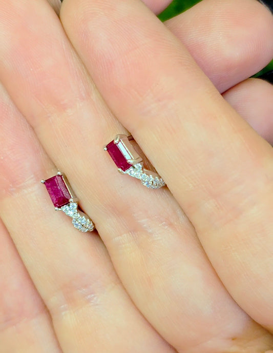Ruby Huggie Hoop Earrings