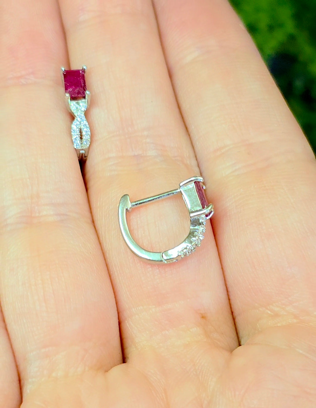 Ruby Huggie Hoop Earrings