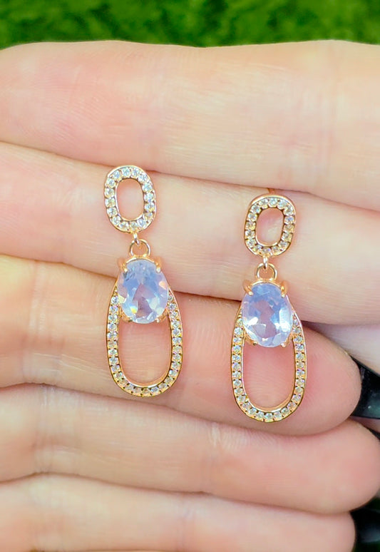 Lavender Moon Quartz Rose Gold Earrings