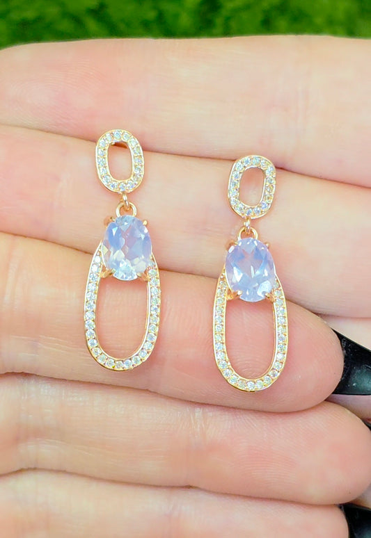 Lavender Moon Quartz Rose Gold Earrings
