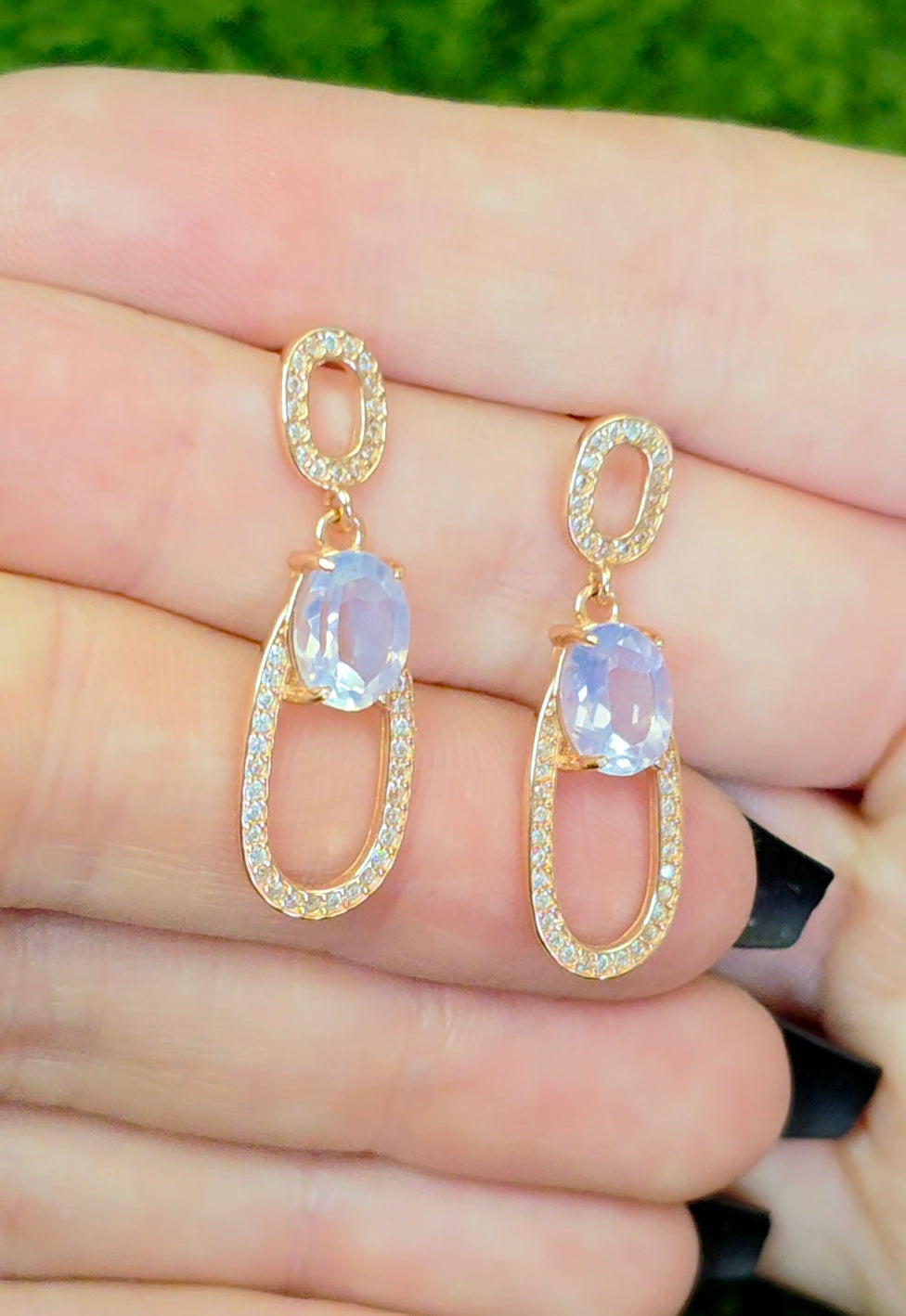 Lavender Moon Quartz Rose Gold Earrings