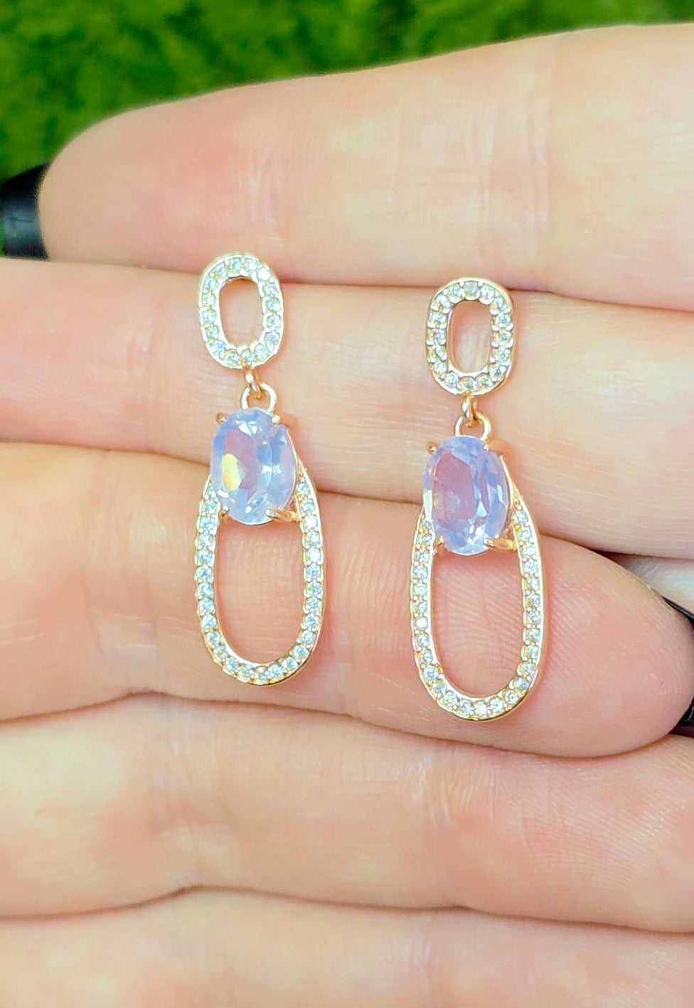 Lavender Moon Quartz Rose Gold Earrings
