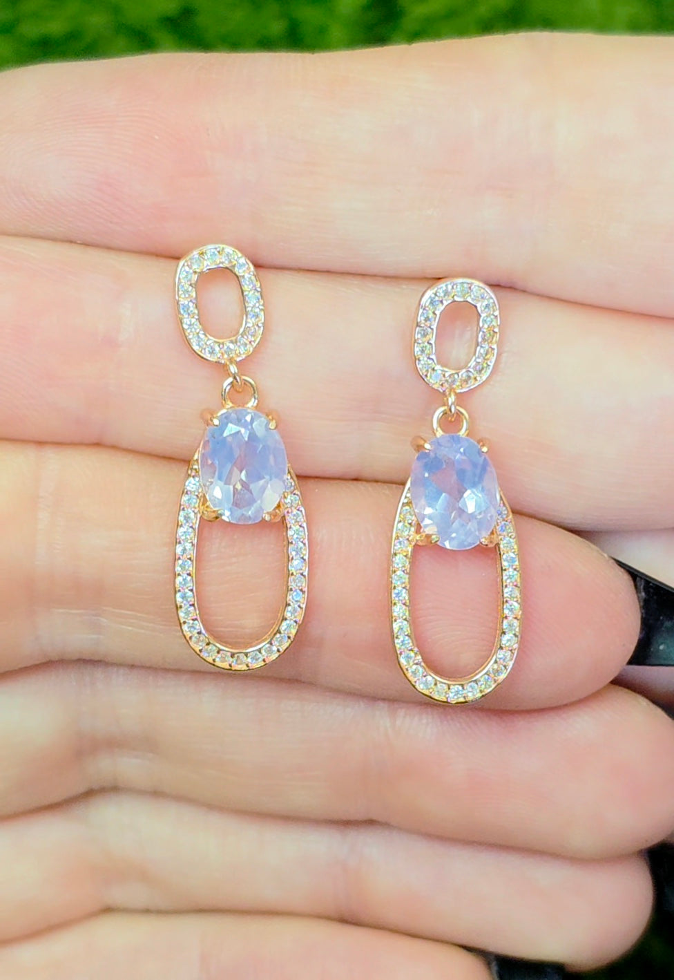 Lavender Moon Quartz Rose Gold Earrings
