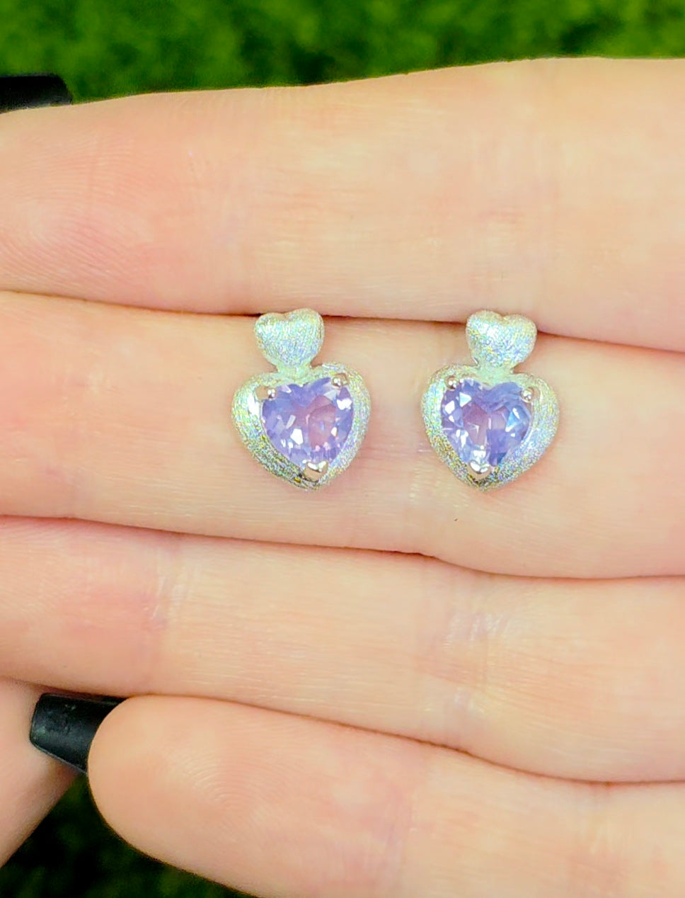 Lavender Moon Quartz Heart Earrings B