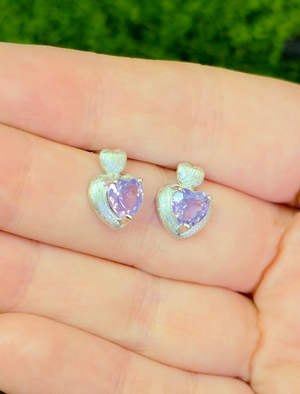 Lavender Moon Quartz Heart Earrings B
