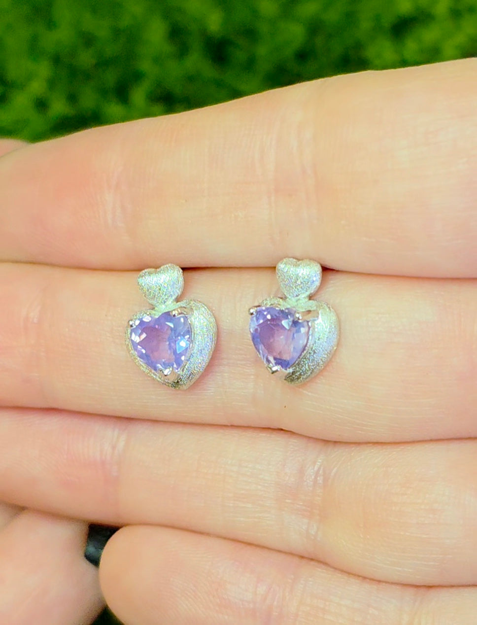 Lavender Moon Quartz Heart Earrings B