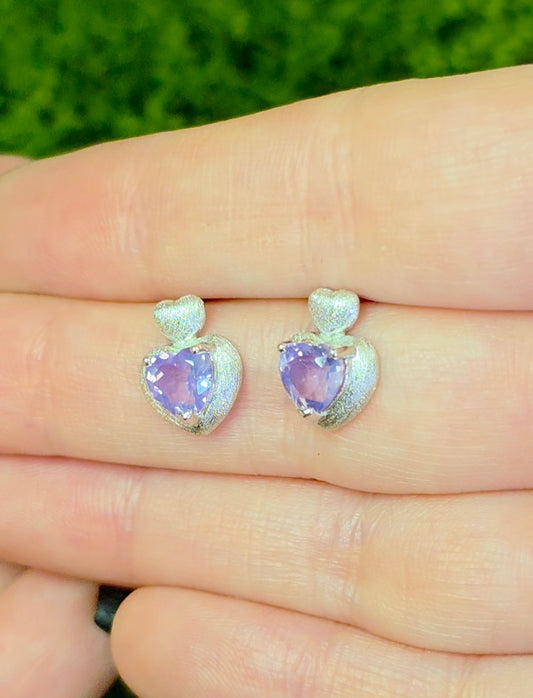 Lavender Moon Quartz Heart Earrings B