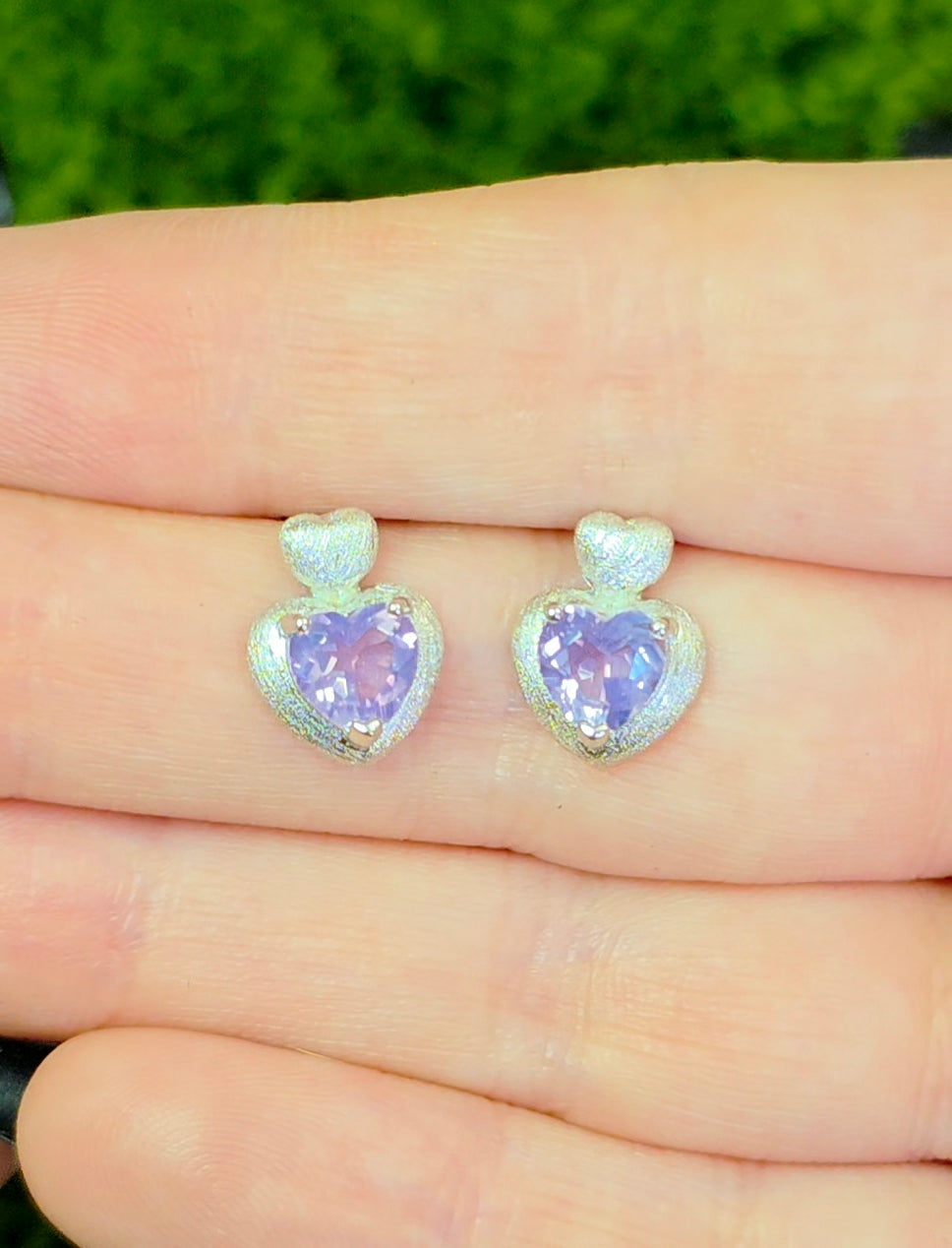 Lavender Moon Quartz Heart Earrings B