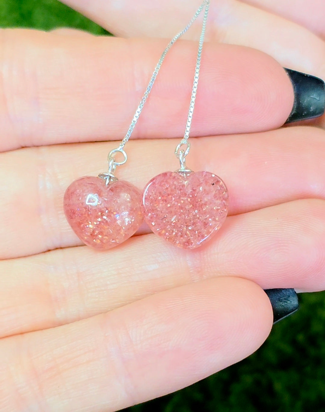Strawberry Quartz Heart Earrings