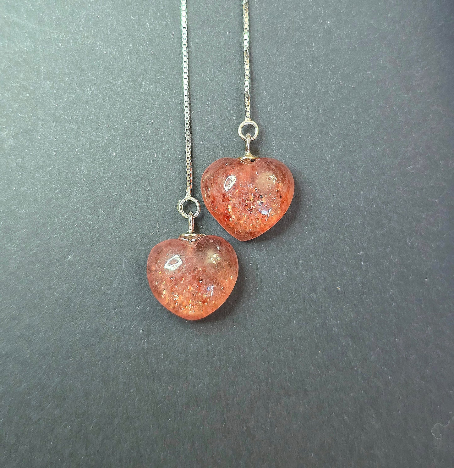 Strawberry Quartz Heart Earrings