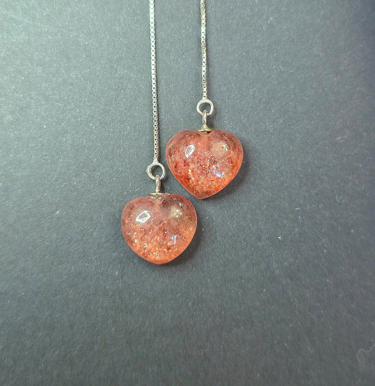 Strawberry Quartz Heart Earrings