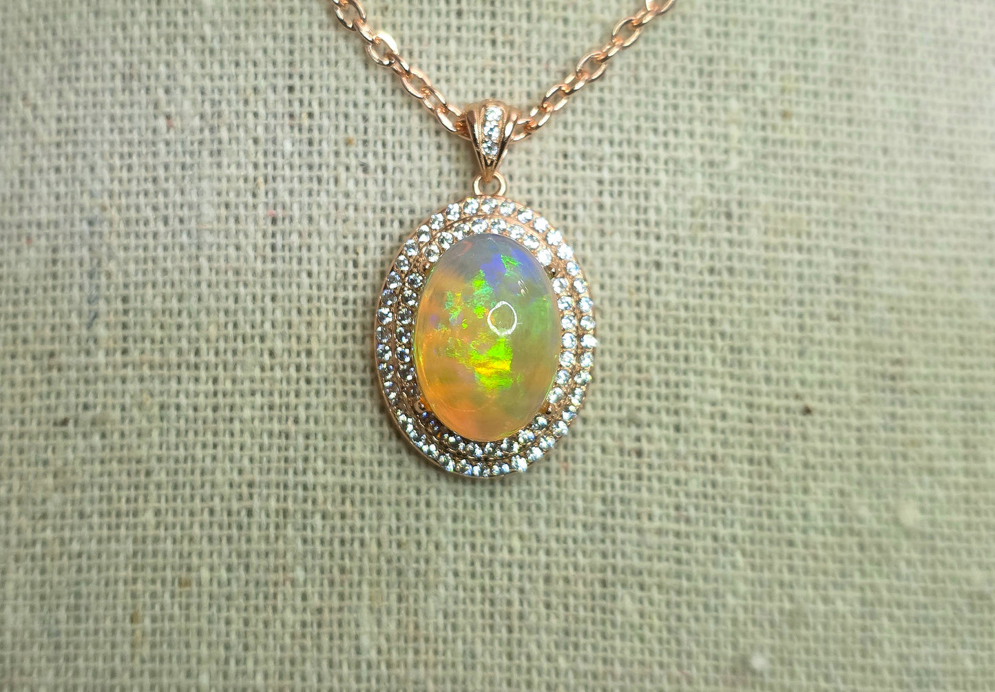Opal Pendant in Rose Gold