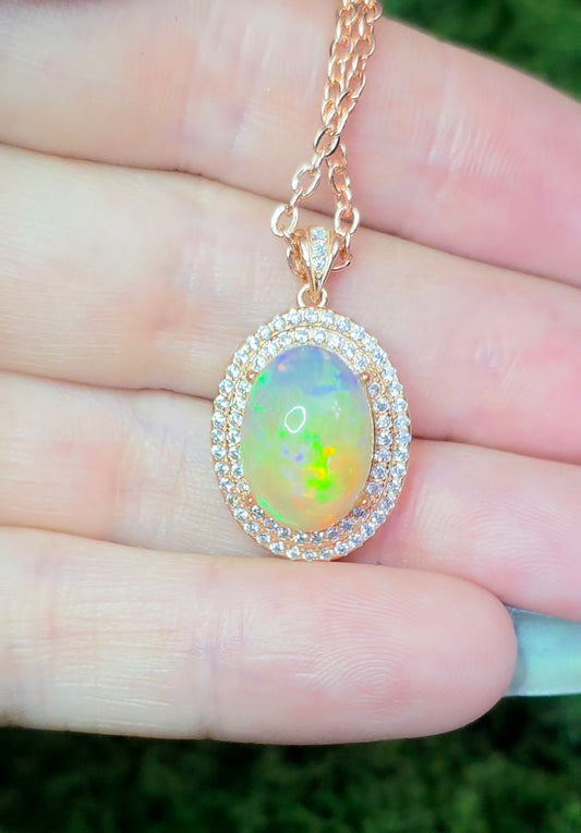 Opal Pendant in Rose Gold