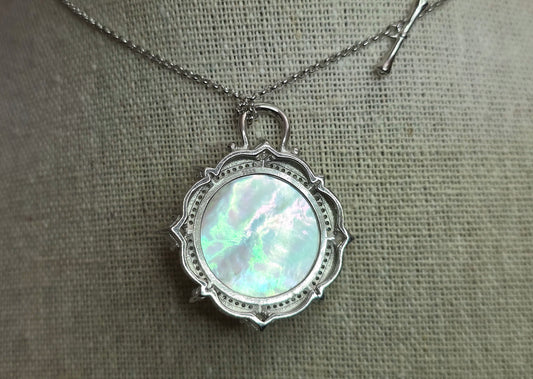 Prehnite and White Shell Pendant