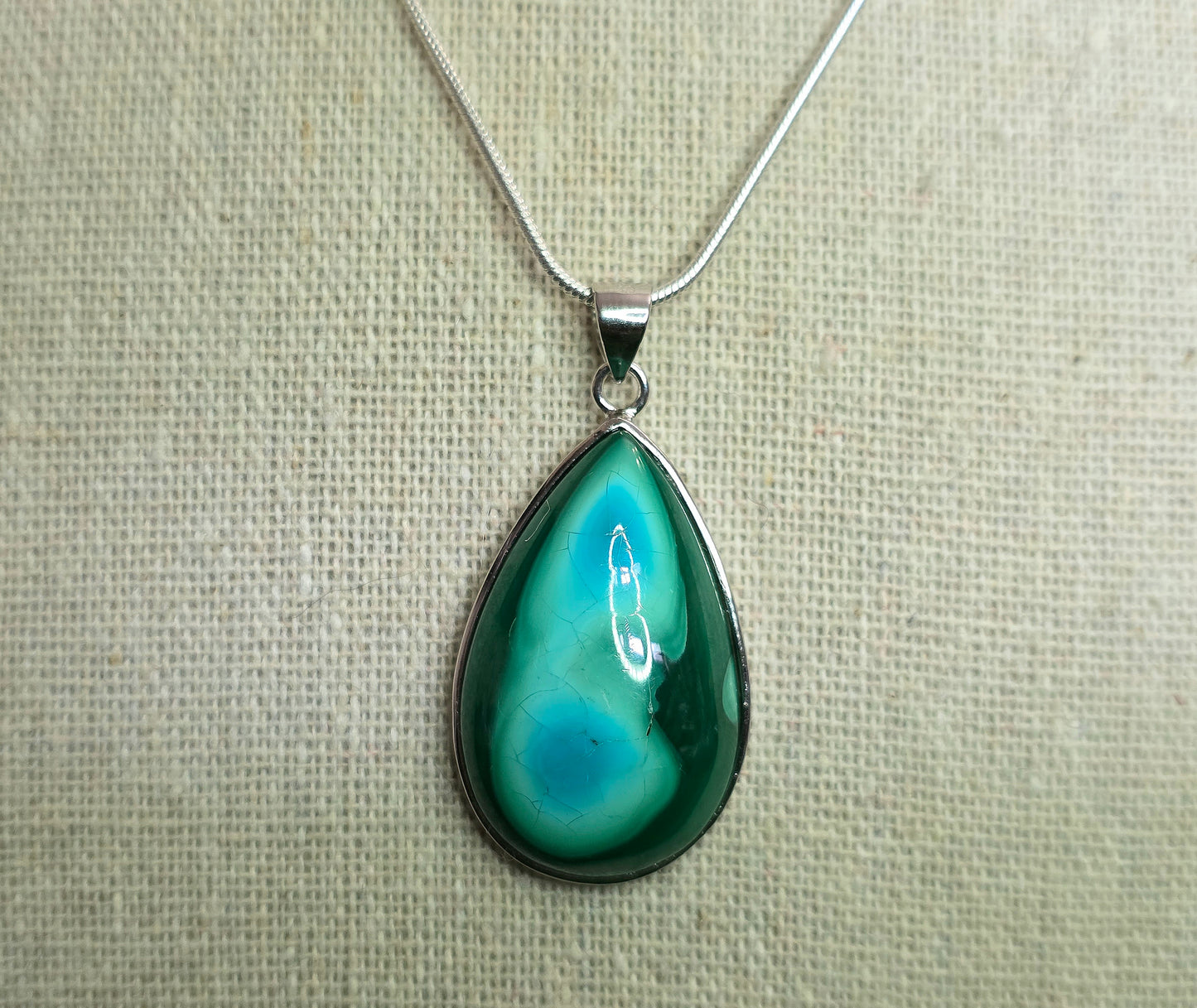 Chrysocolla and Malachite Teardrop Pendant C