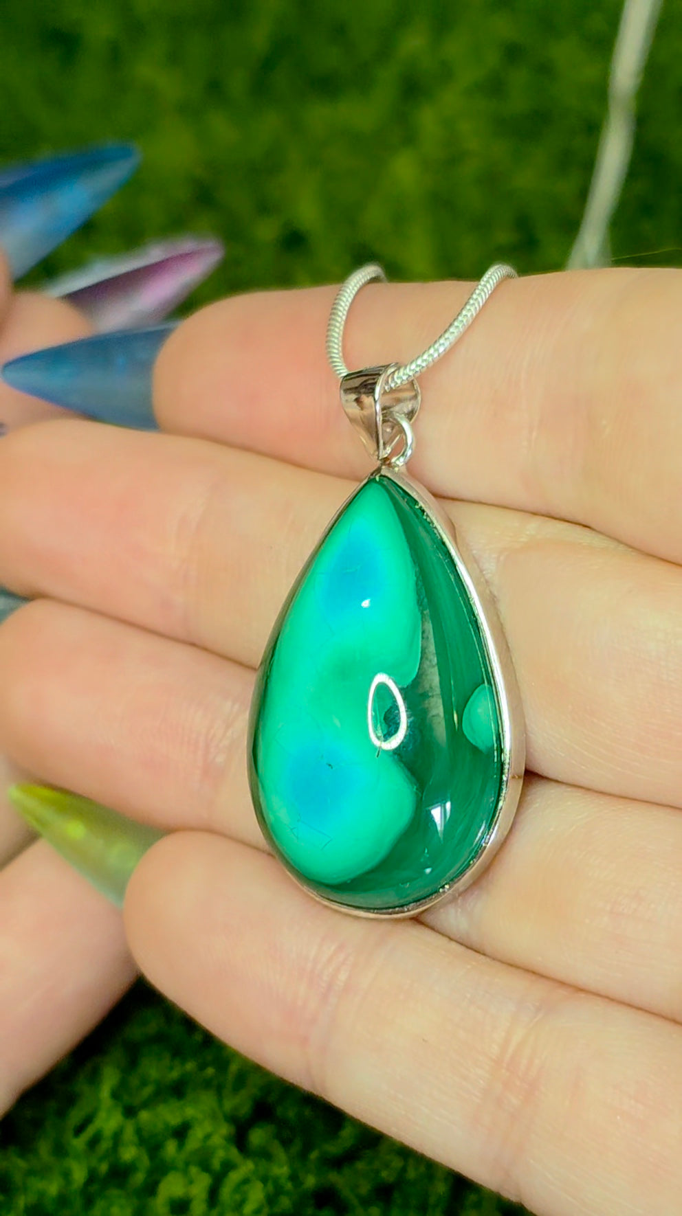Chrysocolla and Malachite Teardrop Pendant C
