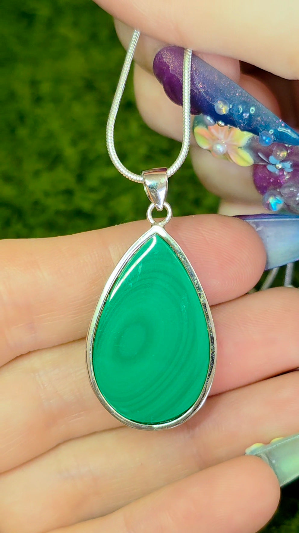 Chrysocolla and Malachite Teardrop Pendant C