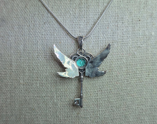 Blue Topaz Key Pendant B