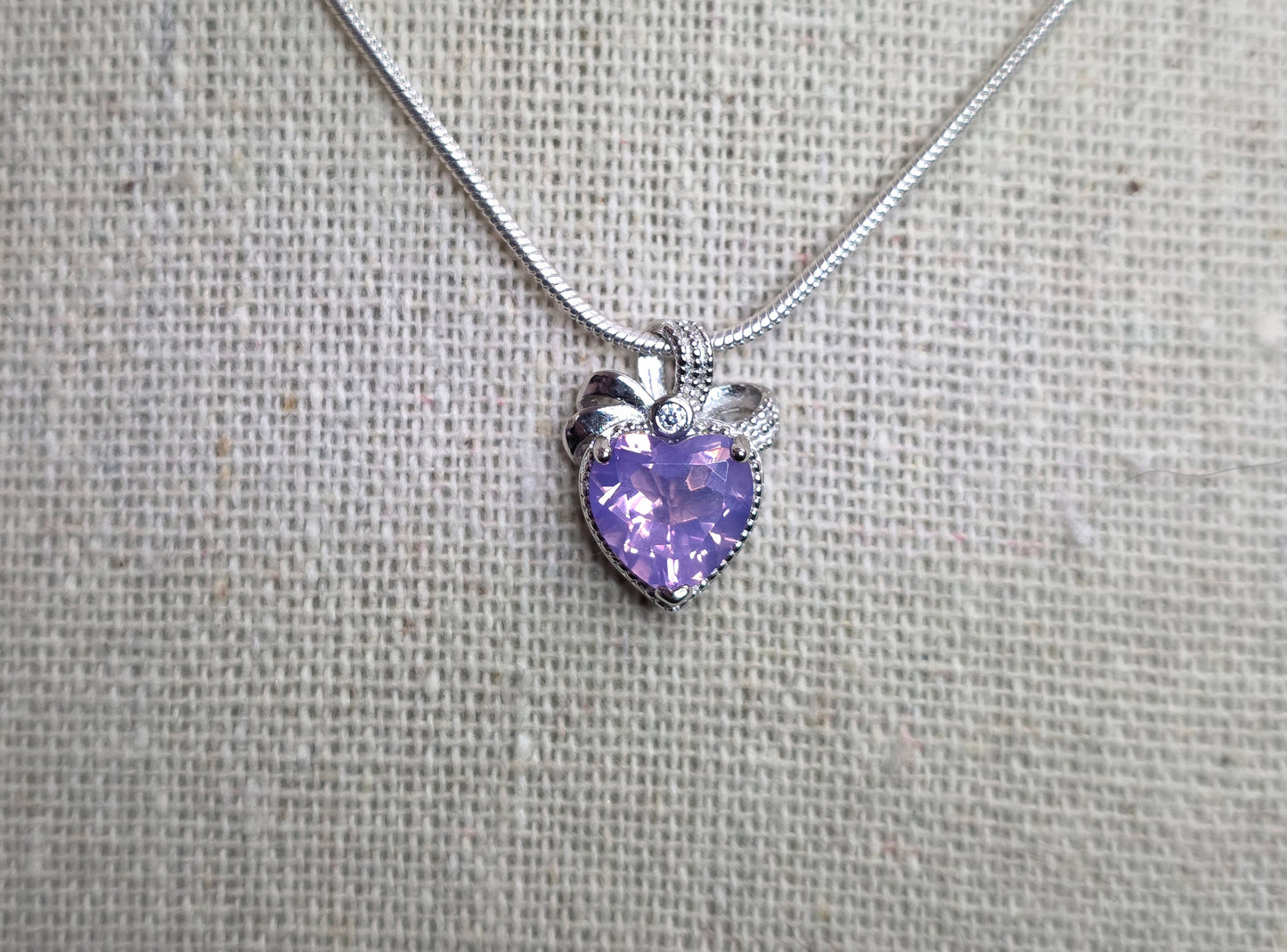 Lavender Moon Quartz Heart Pendant B