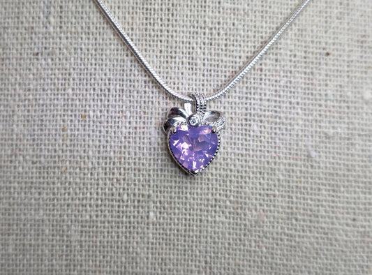 Lavender Moon Quartz Heart Pendant B