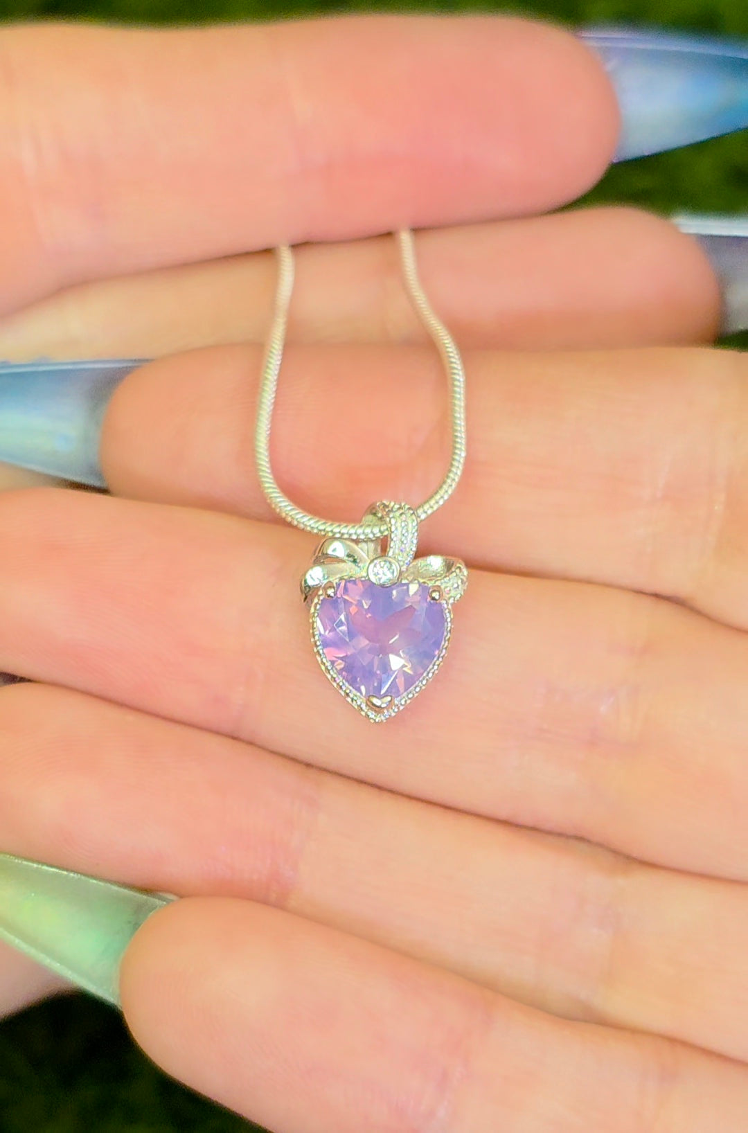 Lavender Moon Quartz Heart Pendant B