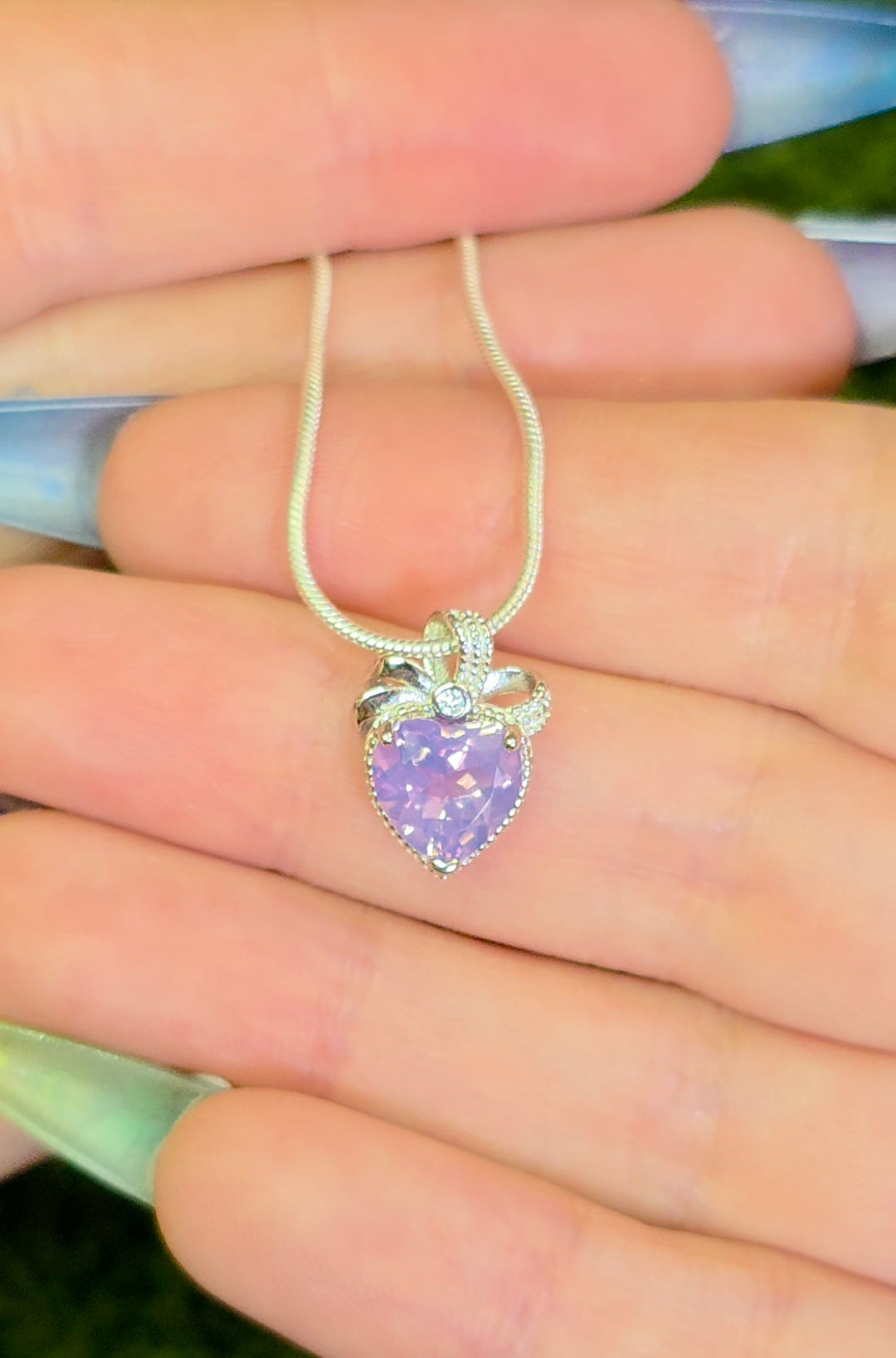 Lavender Moon Quartz Heart Pendant B