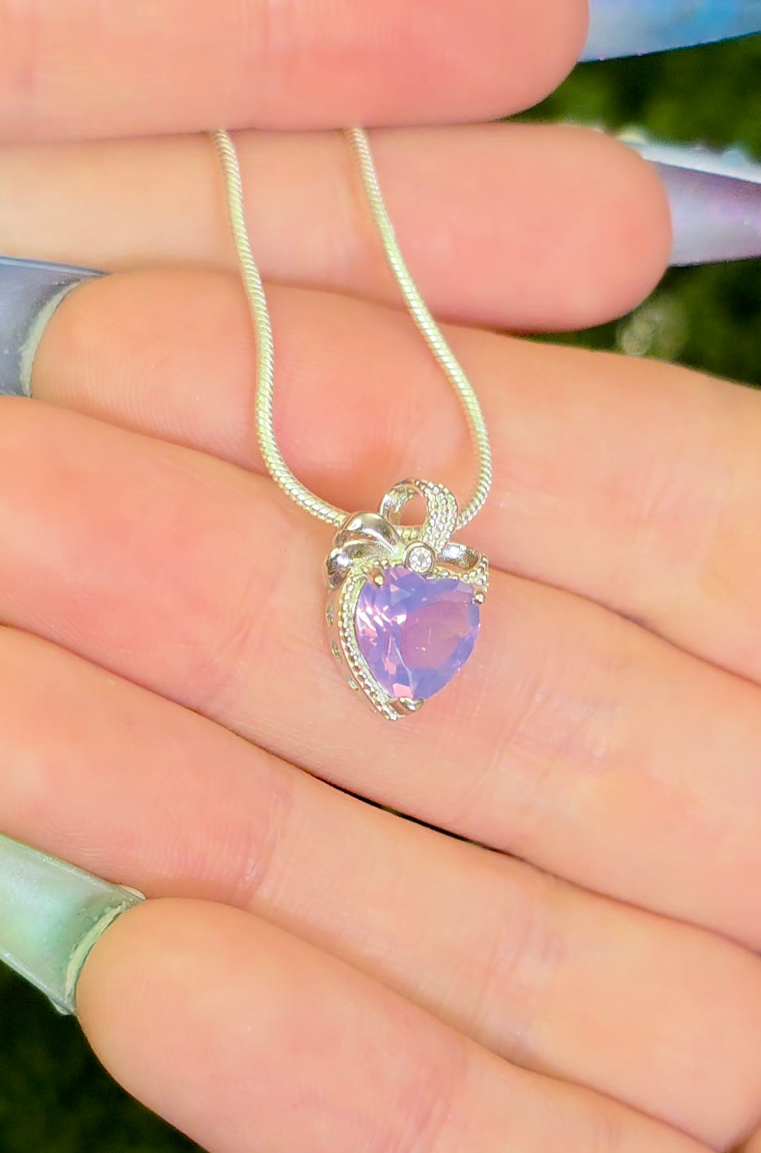 Lavender Moon Quartz Heart Pendant B