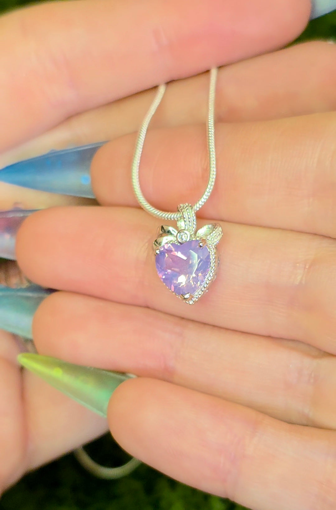 Lavender Moon Quartz Heart Pendant B