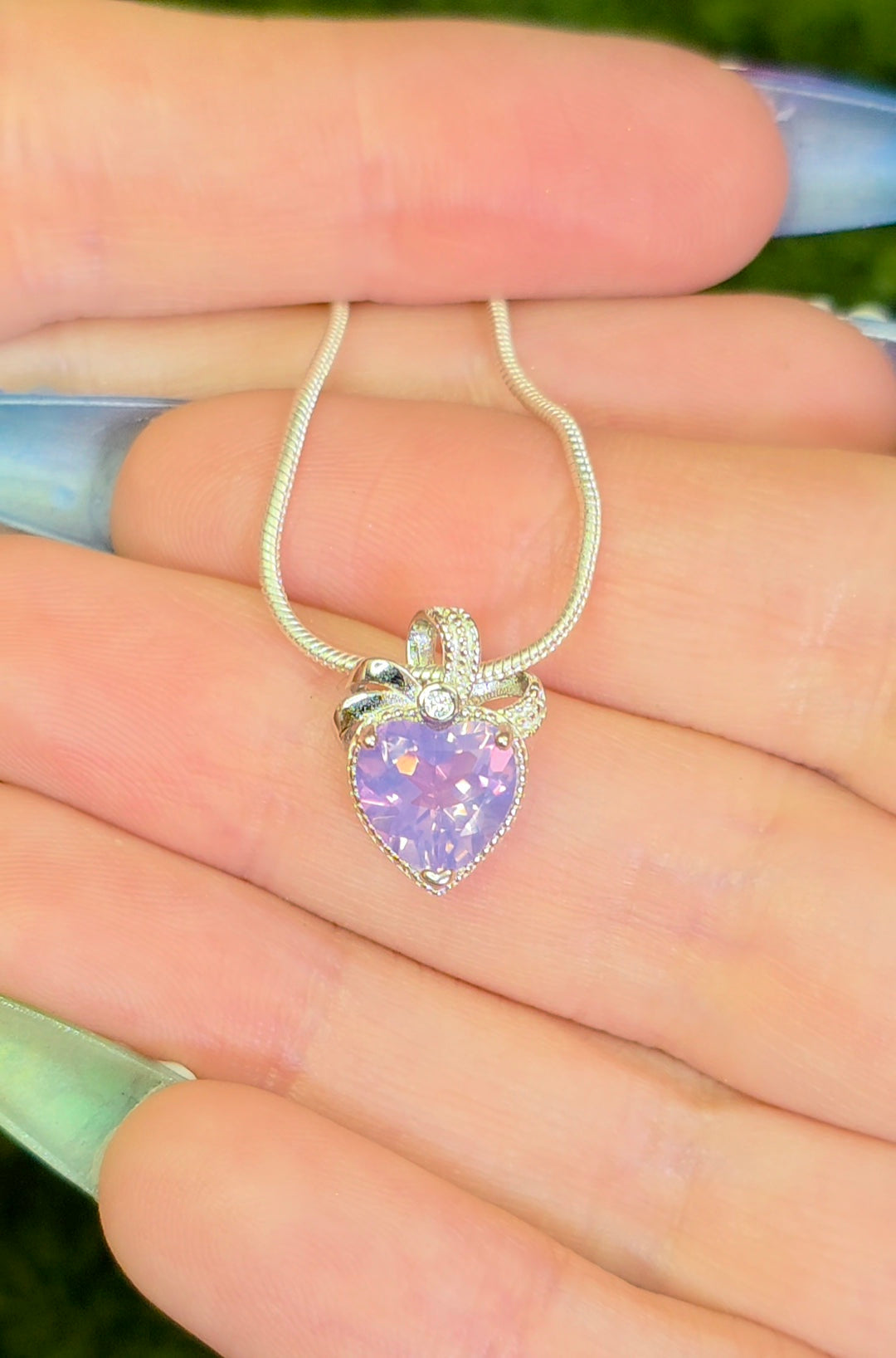Lavender Moon Quartz Heart Pendant B