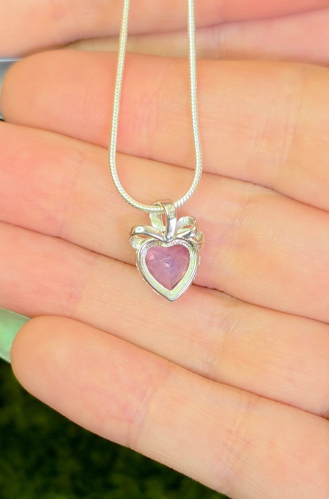 Lavender Moon Quartz Heart Pendant B