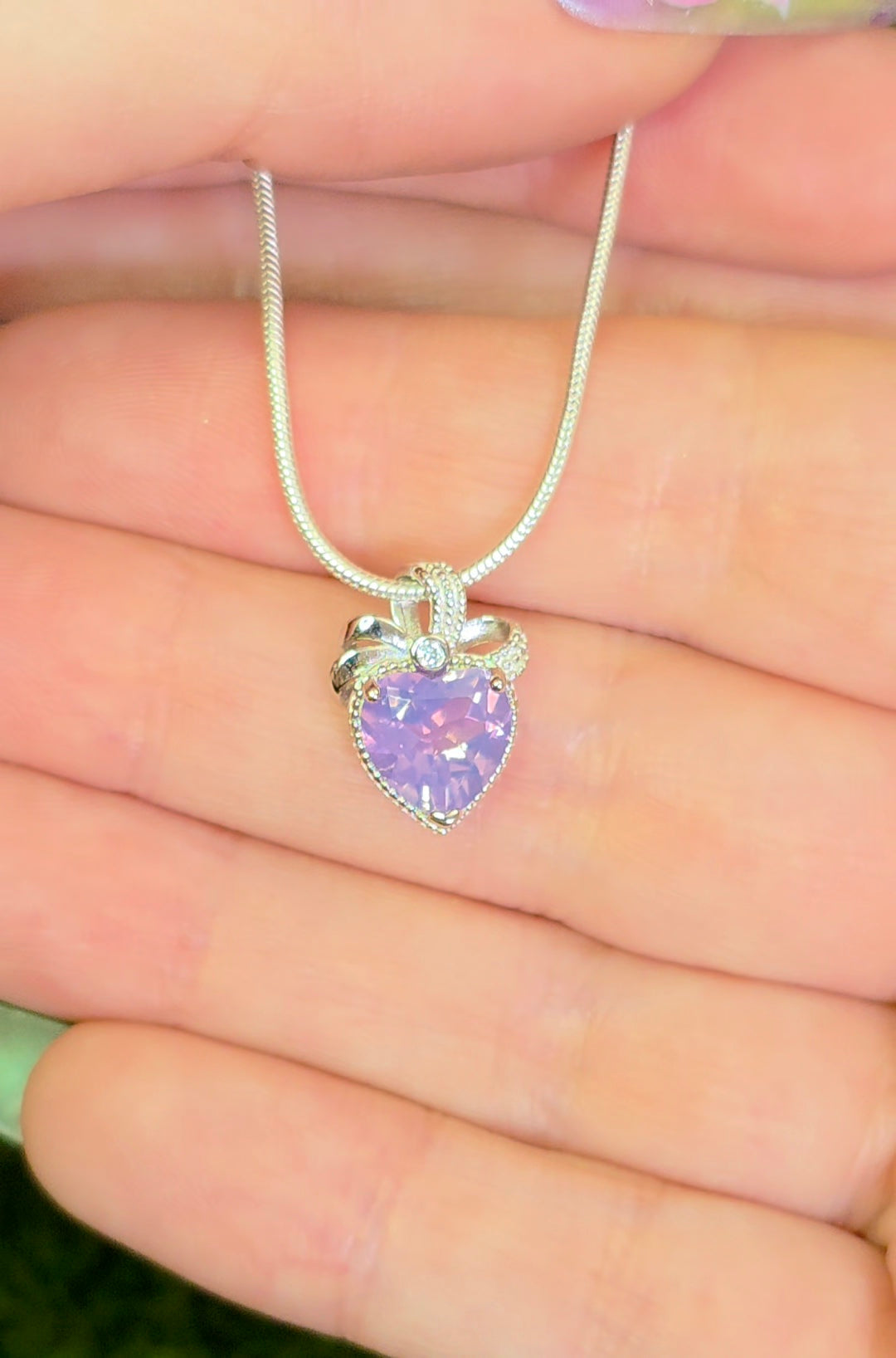 Lavender Moon Quartz Heart Pendant B