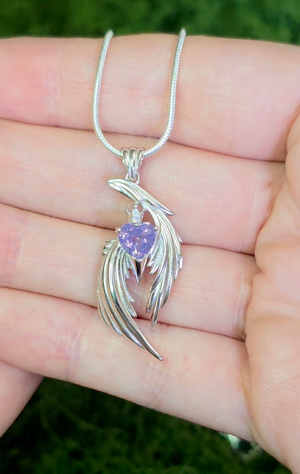 Lavender Moon Quartz Heart Pendant C