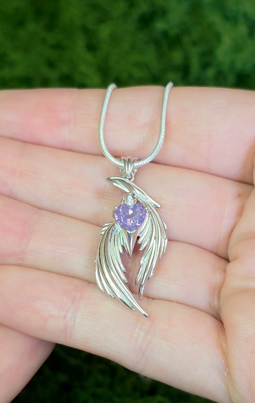 Lavender Moon Quartz Heart Pendant C